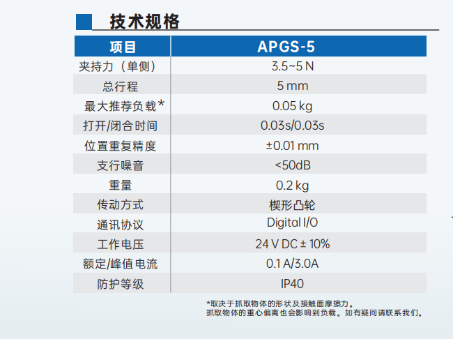 艾而特APGS系列微型电磁夹爪